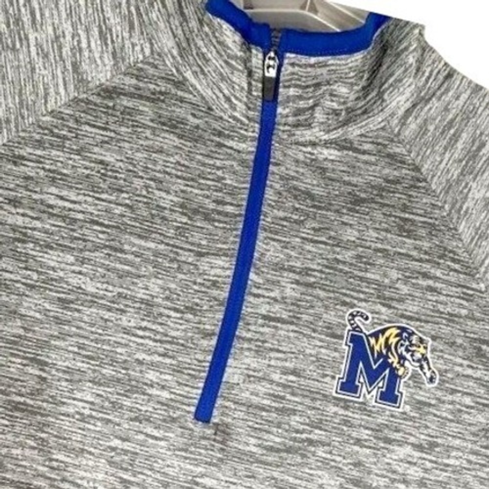 Colosseum Memphis Tigers Quarter Zip Mens M Grey Blue Space Dye Pullover Sporty